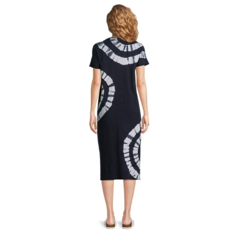 Time and Tru Navy Blue and White Tie Dye Swirl Midi Dress - Picture 13 of 13